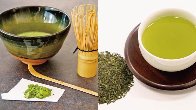 Left: Matcha (抹茶), Right: Japanese green tea called SENCHA (煎茶)