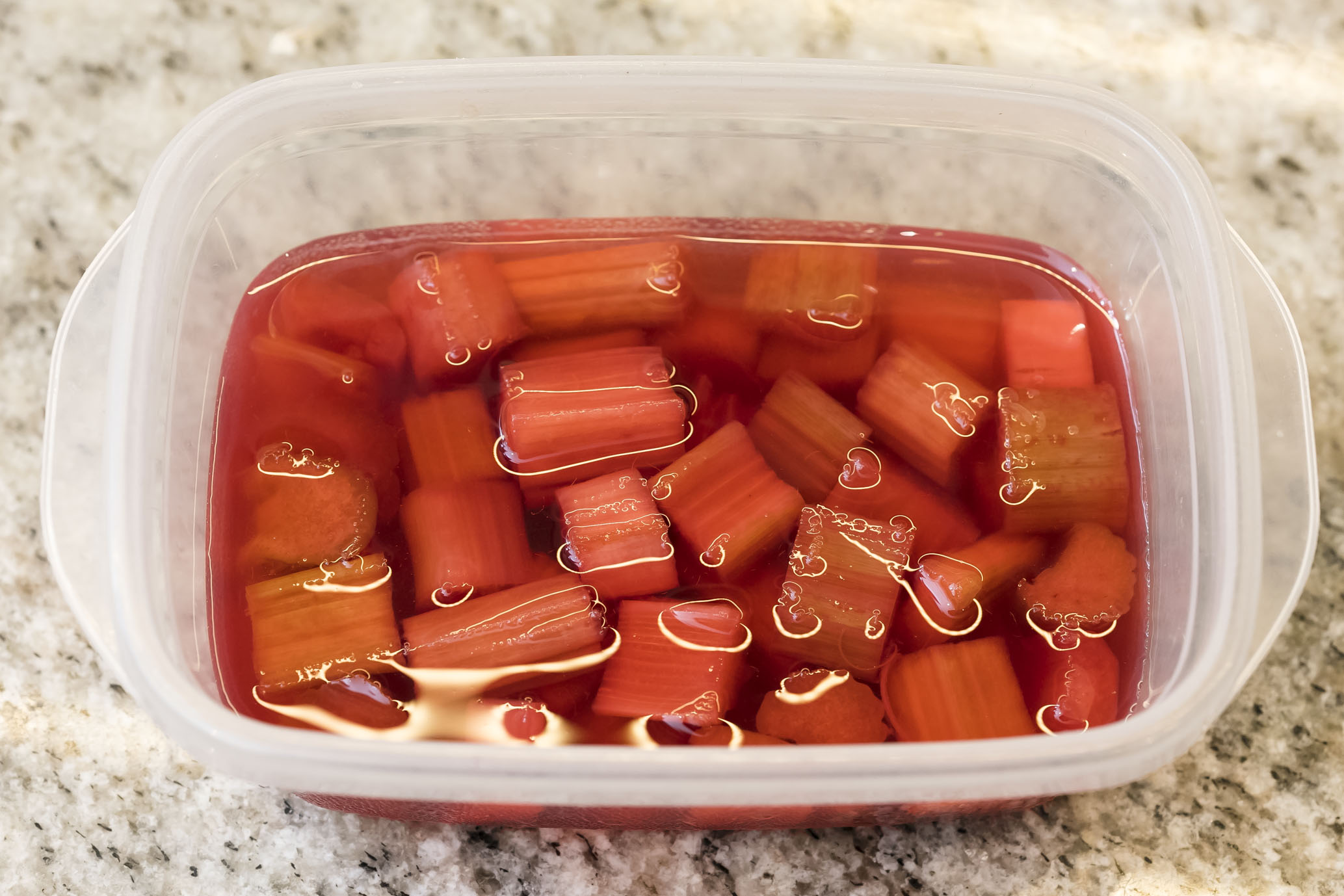 Vibrant colored rhubarb compote
