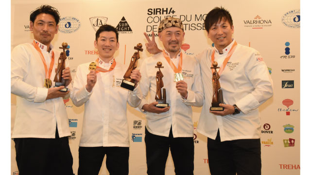 2025 Coupe du Monde de la Pâtisserie Japan National Team.（From left to right: Mr. Hata, Mr. Matoba, Mr. Miyazaki and Mr. Tomita）