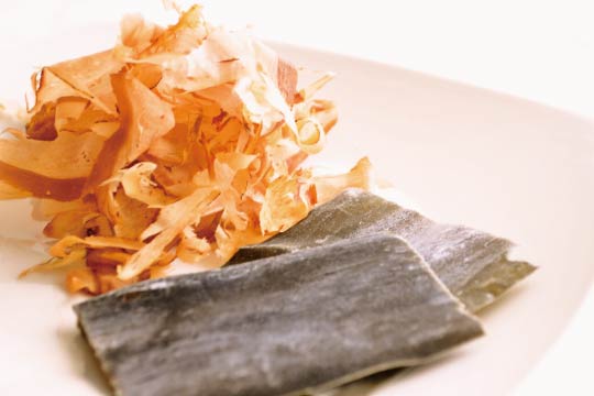 Dried bonito flakes and kelp.