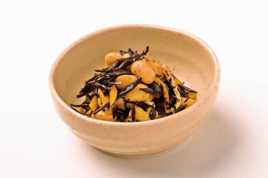 A traditional Japanese side dish, Hijiki No Nimono (simmered hijiki seaweed)