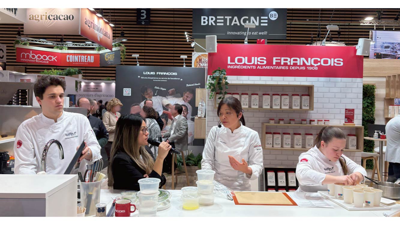 Chef Keiko NAGAE giving a demonstration at the LOUIS FRANCOIS booth